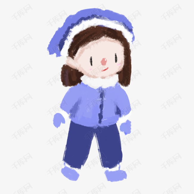 儿童冬天小女孩过冬插画