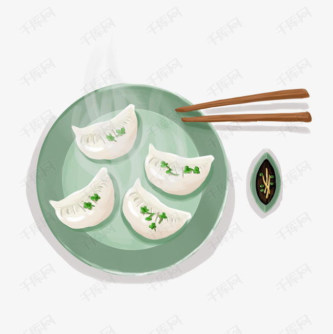 千库网 图片素材 卡通手绘插画新年水饺食物  卡通手绘插画新年水饺