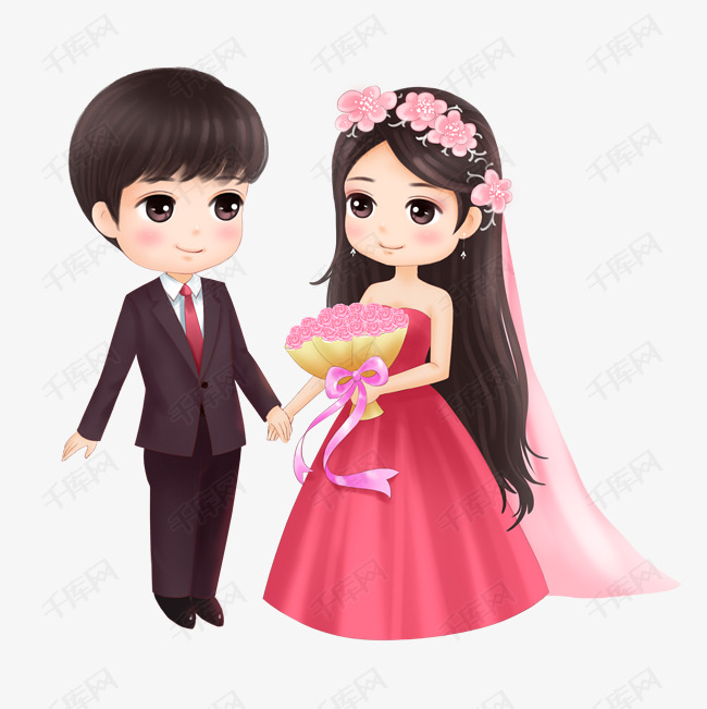 情人节情侣卡通婚礼漫画