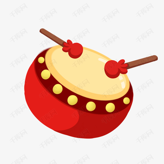 手绘卡通2019猪年锣鼓插画