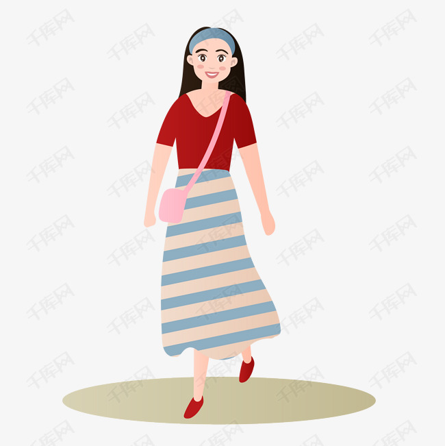 卡通风行走的美女