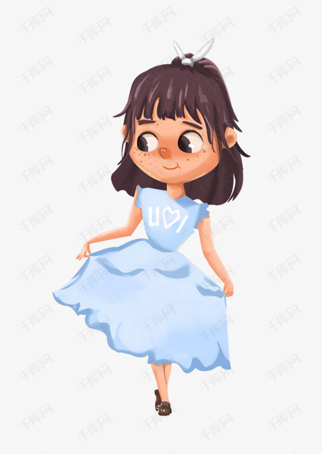 卡通手绘优雅的小女孩