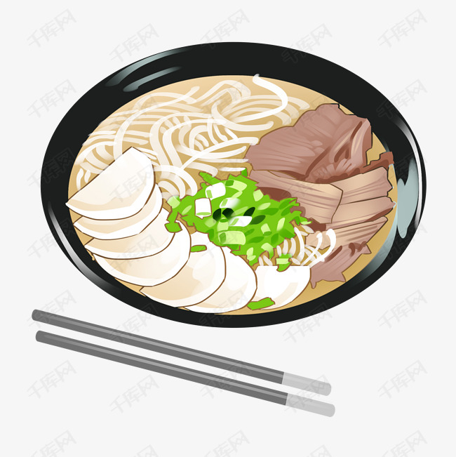 美味红烧牛肉面手绘插画