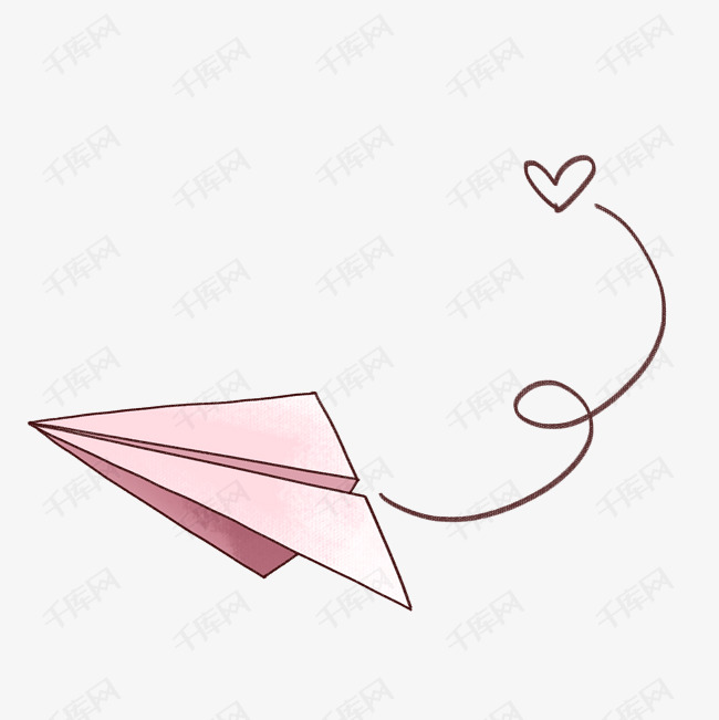 创意粉色手绘纸飞机png免抠素材