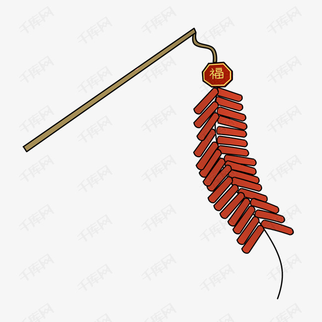 一串红色鞭炮插画