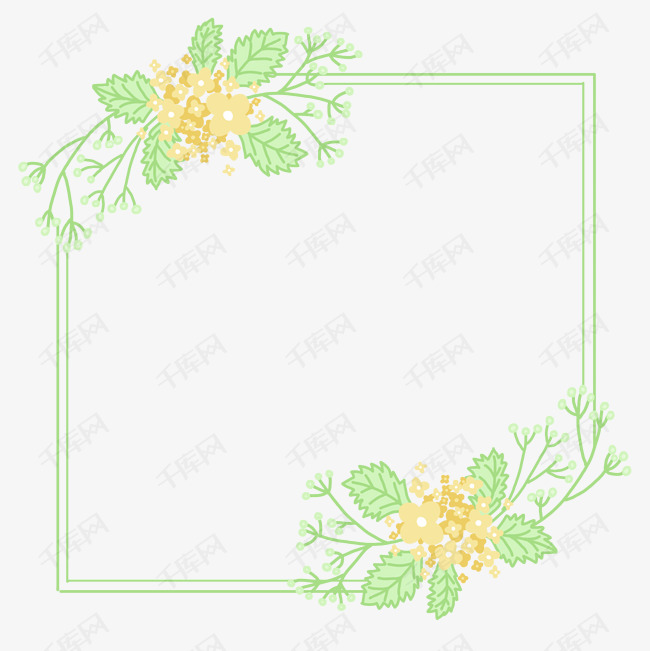 手绘花卉小清新边框标题