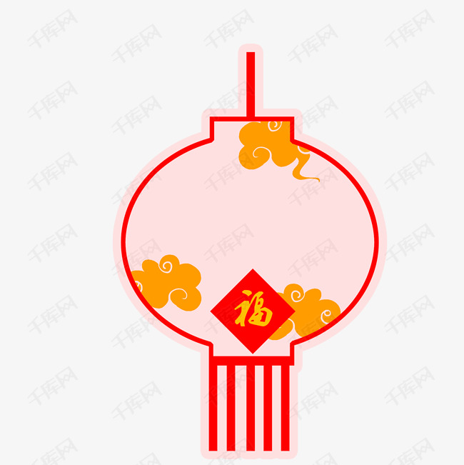 手绘新年灯笼卡片插画