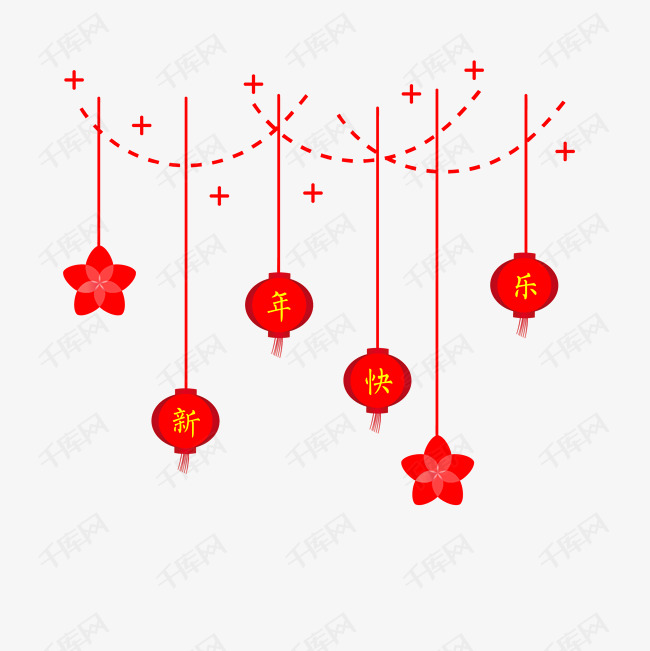 手绘新年快乐挂饰