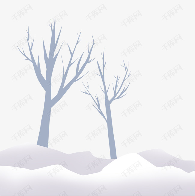 雪地白白一片手绘插画