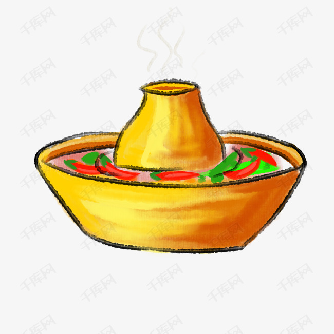 营养铜火锅手绘插画