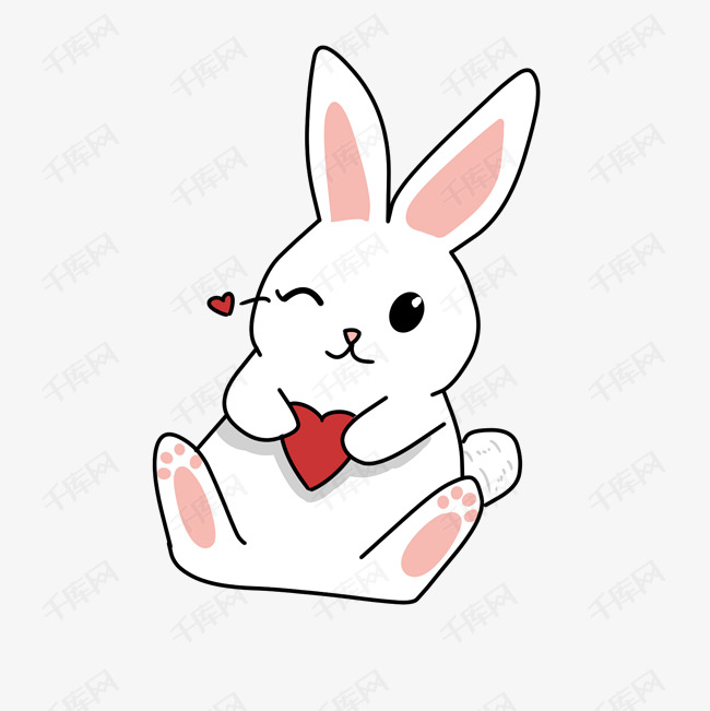 情人节白色的小兔子素材图片免费下载_高清psd_千库网