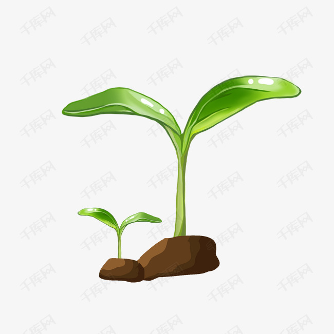 素材免抠植物发芽插画漂亮的嫩芽黄色的土壤卡通嫩芽手绘嫩芽春天嫩芽