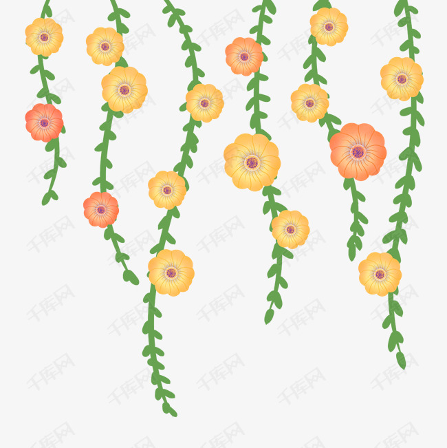 手绘小清新花朵装饰插画