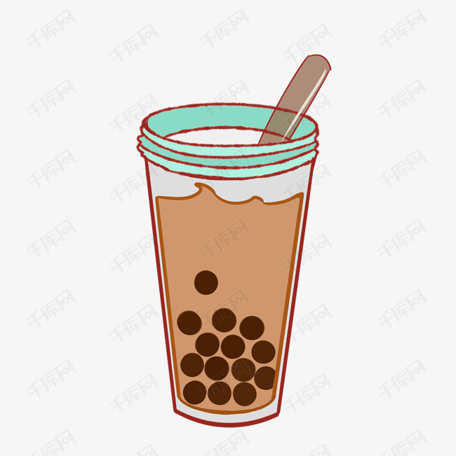 免抠手绘奶茶插画珍珠的奶茶美味的奶茶美味的饮料黑色的珍珠卡通插画