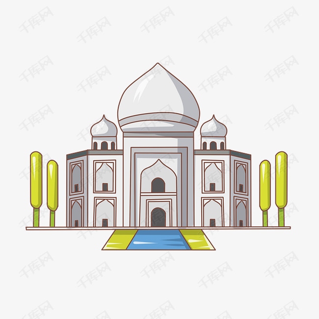手绘西域地标建筑插画