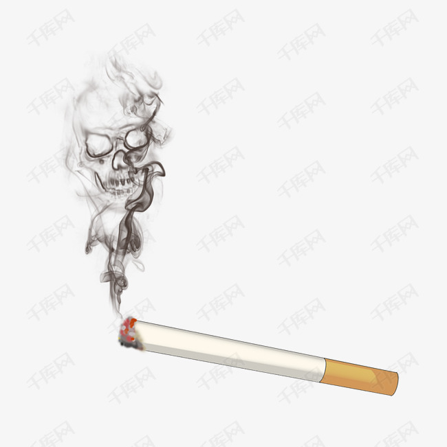 手绘卡通禁烟戒烟广告抽烟烟雾骷髅