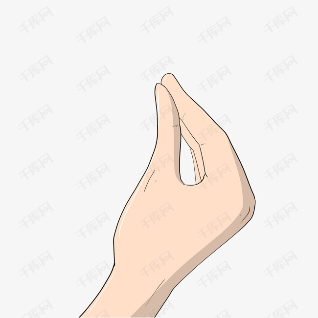 抓钱手势手绘插画