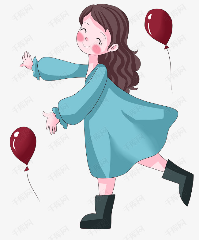 卡通手绘跳舞的女生