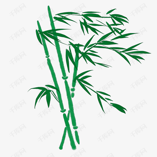 绿色手绘竹子插画素材图片免费下载-千库网