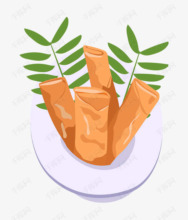 手绘美丽春卷插画
