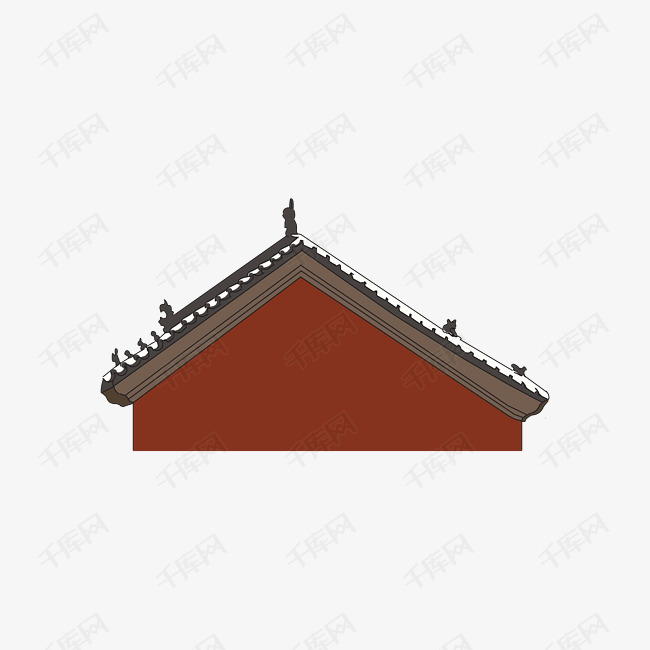 红色的屋顶手绘插画