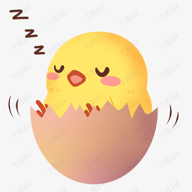 手绘睡眠日小鸡插画