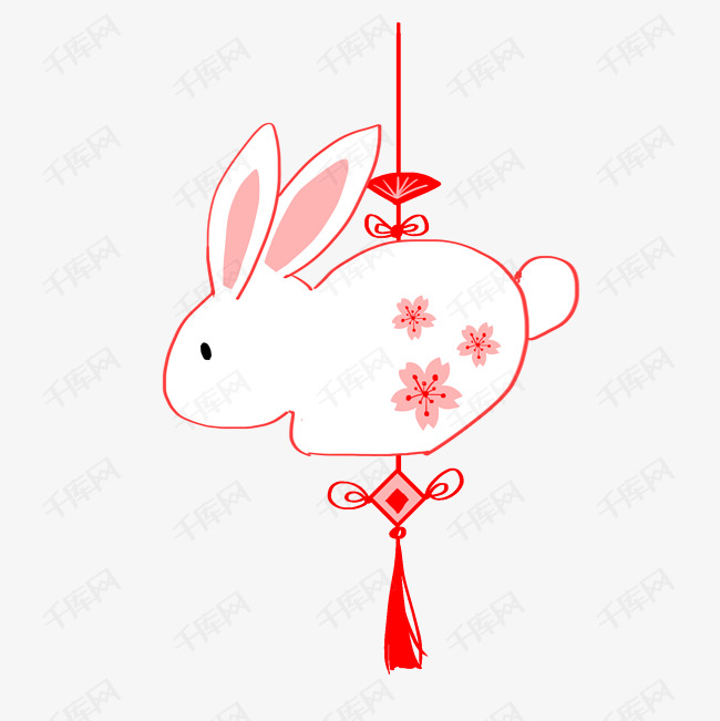 手绘兔子灯的插画
