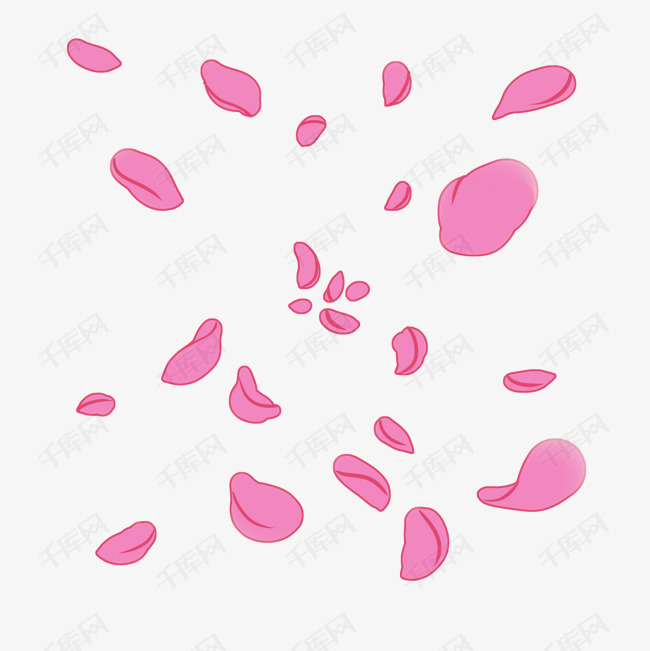 玫瑰花花瓣手绘插画