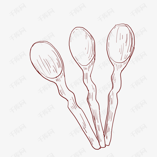 线描勺子手绘插画
