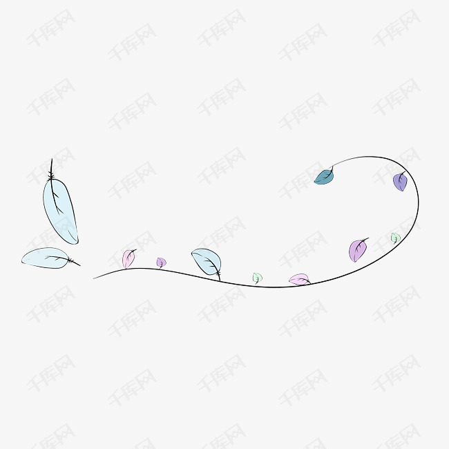 羽毛分割线手绘插画素材图片免费下载_高清psd_千库网
