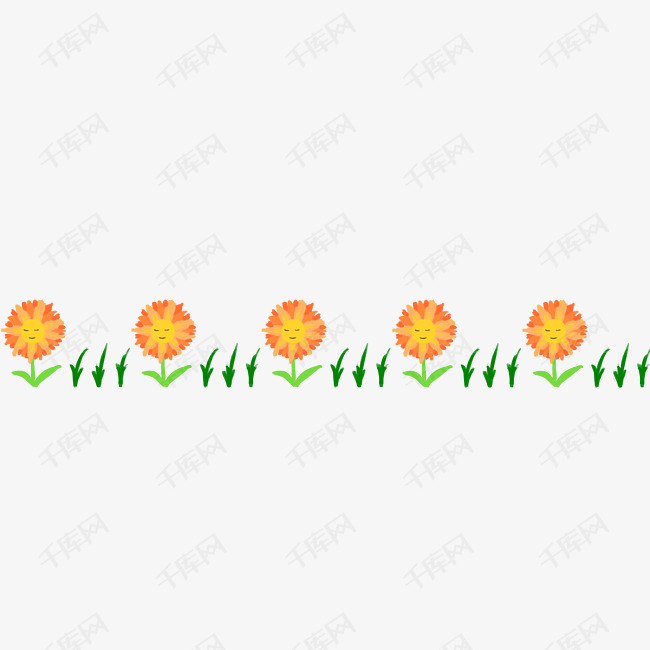 鲜花分割线手绘插画