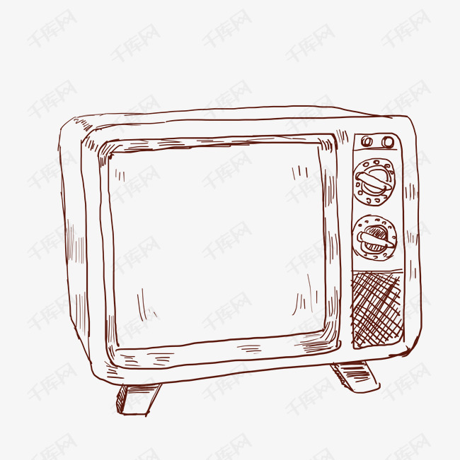 矢量手绘老式电视机
