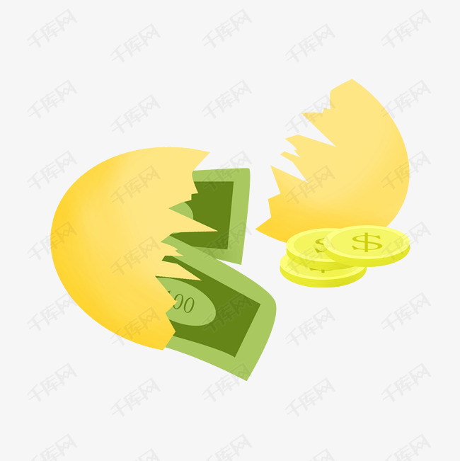 手绘金蛋钱币插画