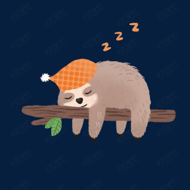 手绘可爱树懒睡觉
