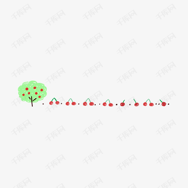 绿色植物树木小樱桃分割线素材图片免费下载-千库网