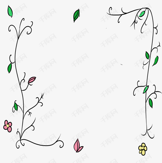 手绘春季花朵边框