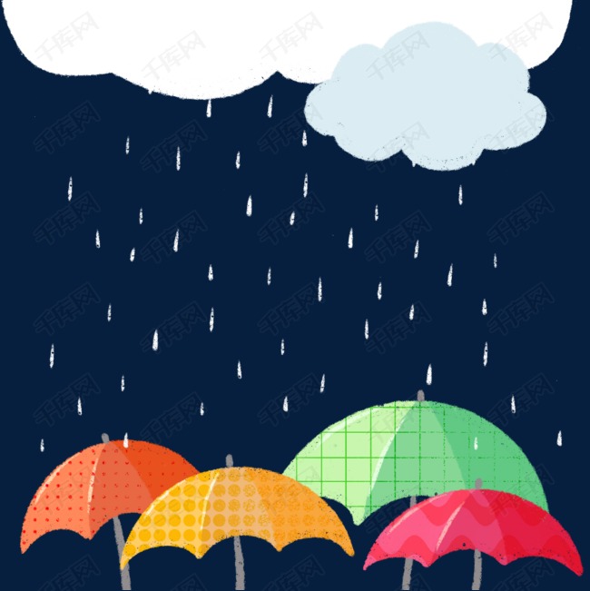 可爱卡通猴子  下雨天撑伞  下雨天