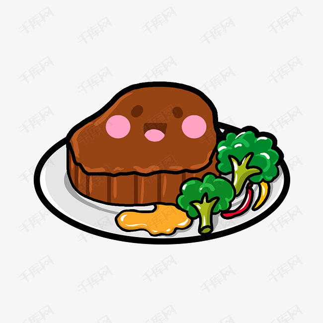 手绘美食插画牛排