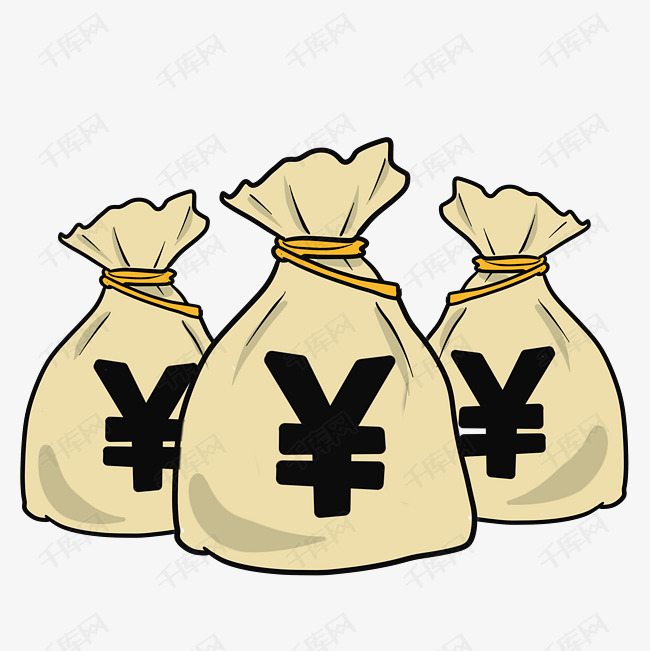 卡通金钱钱袋插画