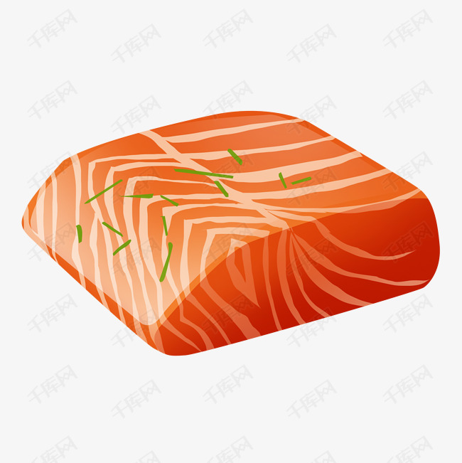 大块美味精致手绘料理生鱼片三文鱼psd透明底