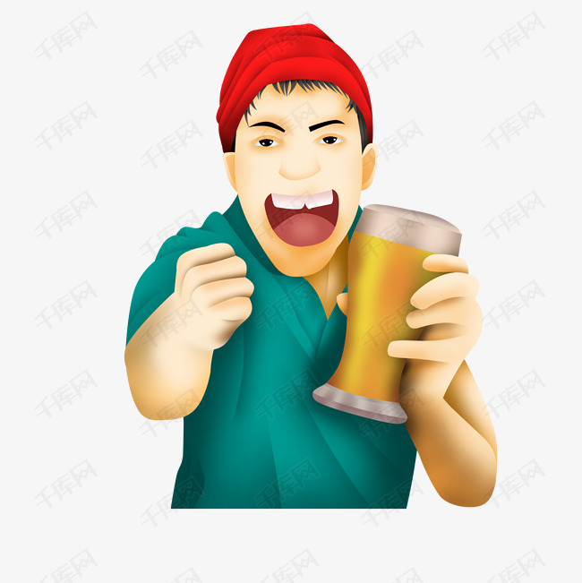拿着酒杯进酒的男青年免抠图
