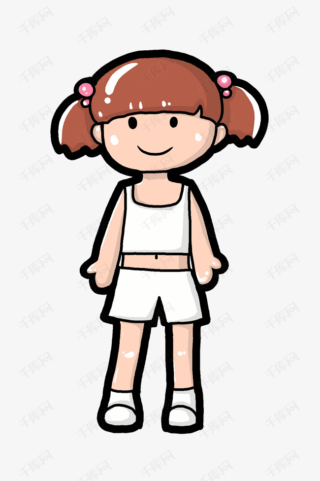 手绘可爱女孩运动身体