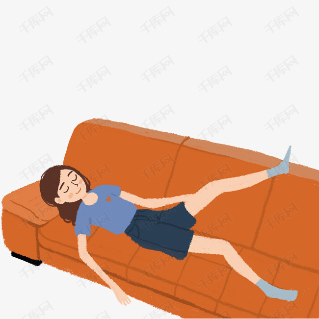 躺在沙发上休息的女人免抠图