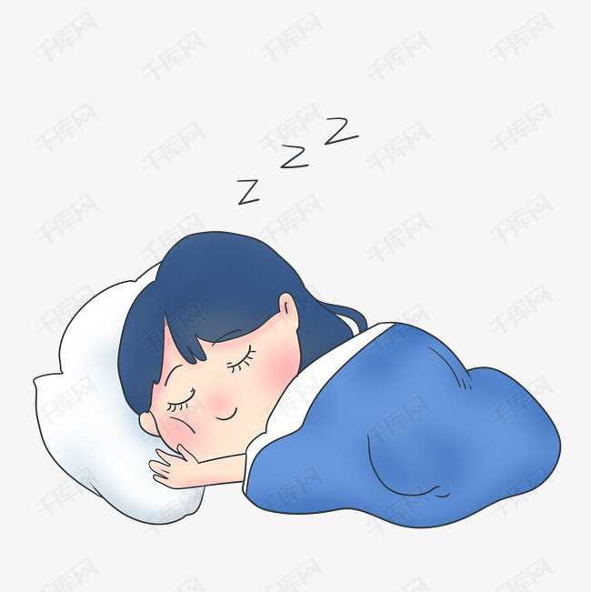 睡觉的小女孩手绘插画素材图片免费下载_高清psd_千库