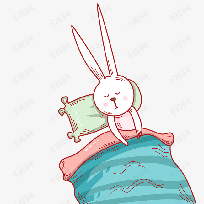 睡觉的小兔子插画