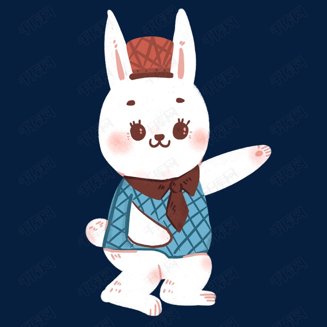 穿着衣服的可爱小白兔子免抠图