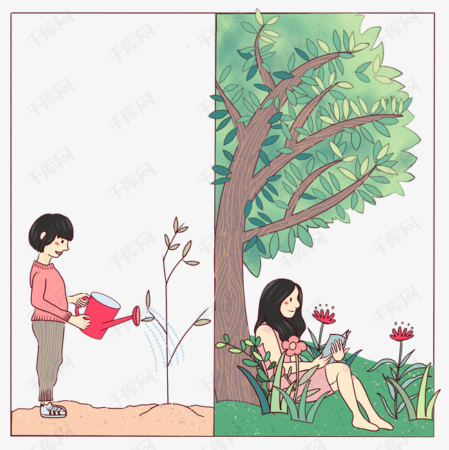 儿时植树的小女孩长大后在树下乘凉