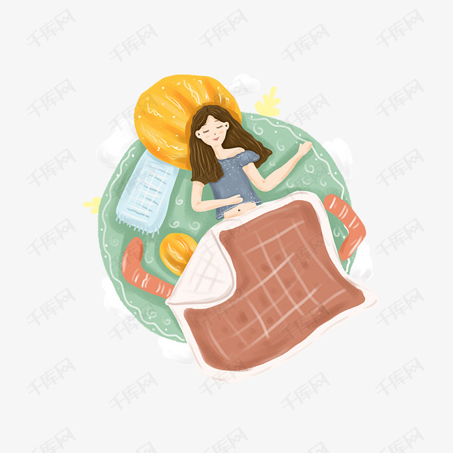 手绘卡通世界睡眠日可爱插画