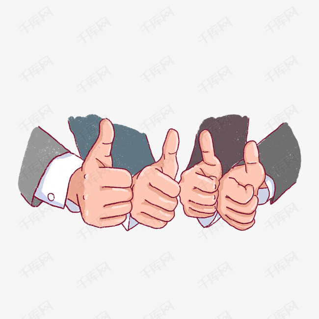 卡通手绘大拇指点赞png免抠素材