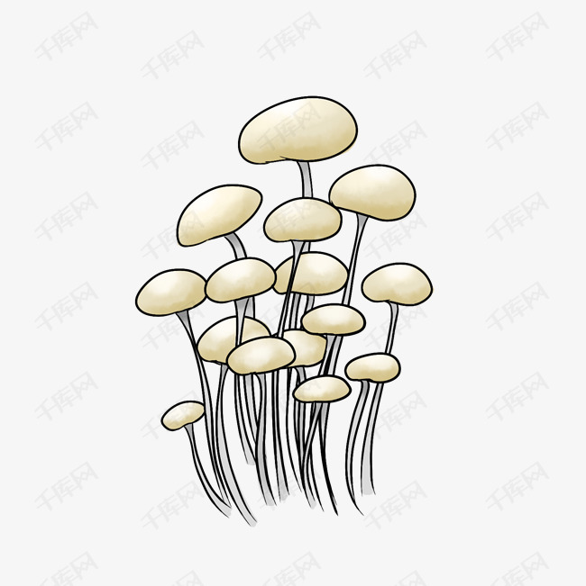 浅黄色卡通金针菇图案